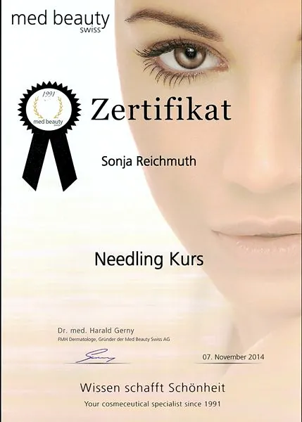 Zertifikat Needling Kurs, med beauty swiss, 2014